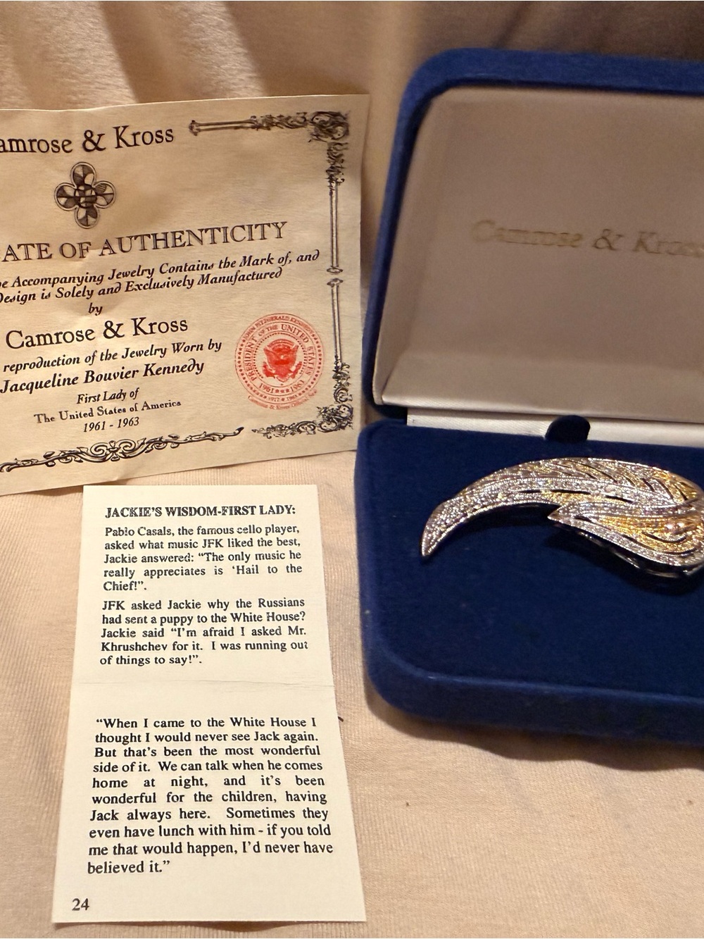 Vintage Camrose & Kross Jacqueline Kennedy Brooch